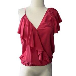 Joie Silk Alcyoneus Off Shoulder Ruffle Coral Top Blouse Size Small Women’s